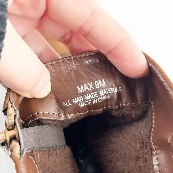 Stylish Tan Ankle Boots with Zipper and Buckle - Picture 4 of 10